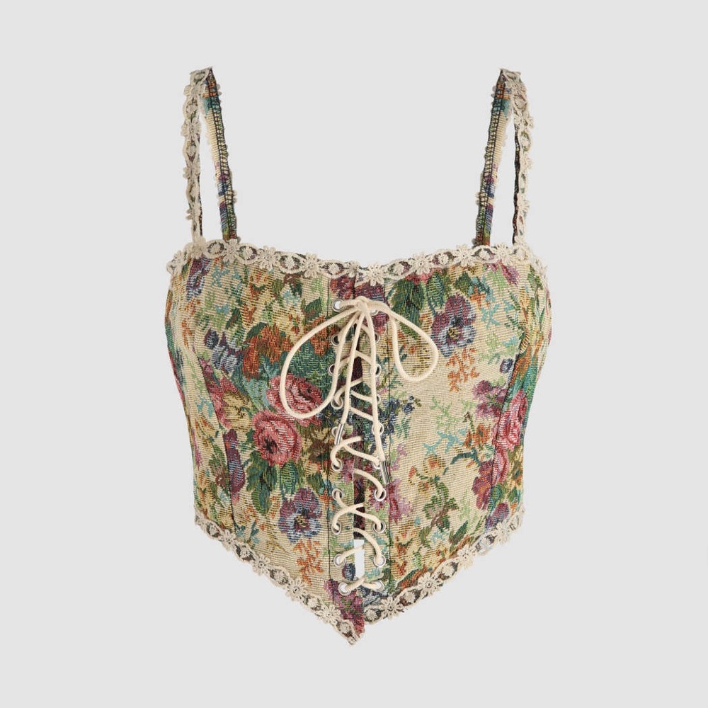 Cider | Corset Tie Up Tank Top | Crop Top